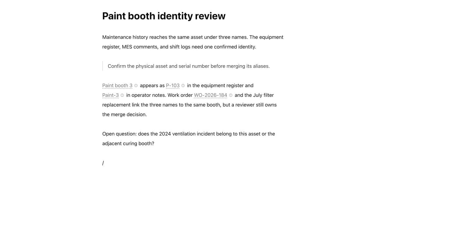 Consilience product interface for Manufacturing